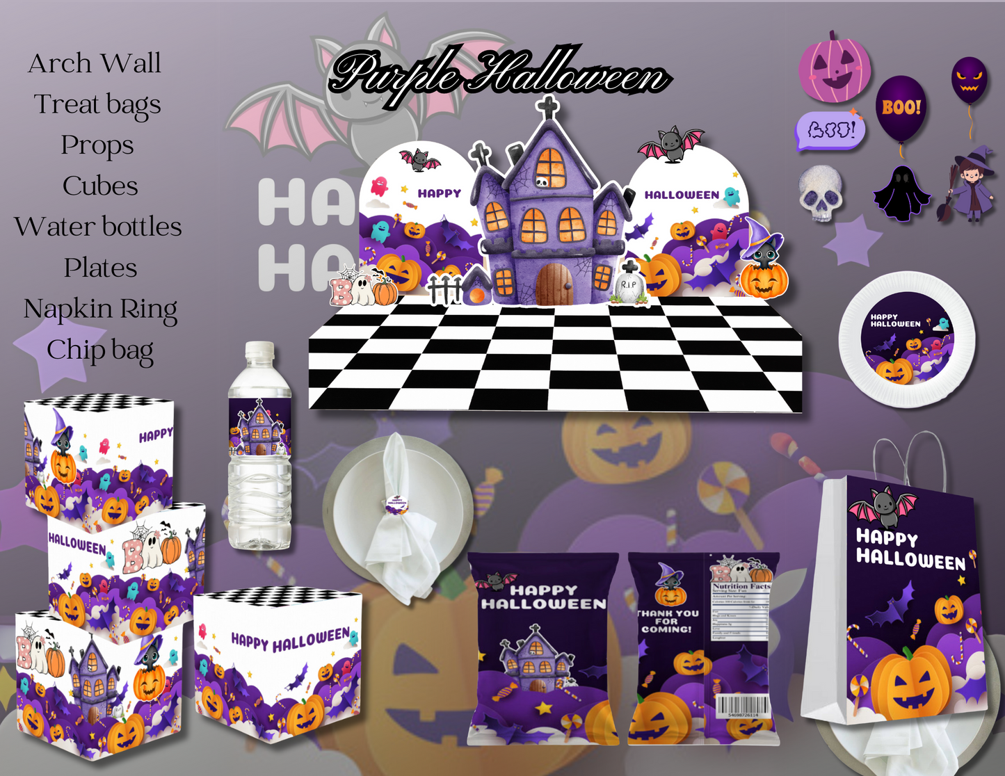 Holiday Planner Digital Templates - Purple Halloween