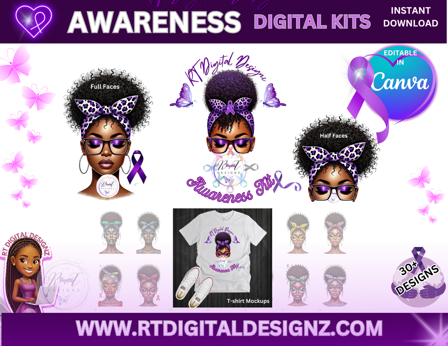 AI Lady Images Bundle (Disease Awareness) - Half Faces
