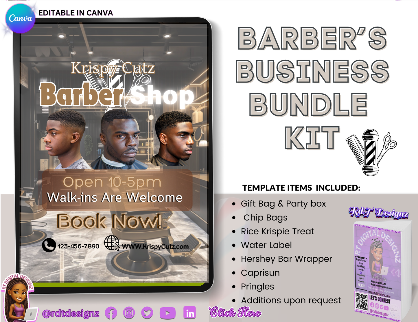 Business Digital Templates - BARBER BUSINESS BUNDLE KIT
