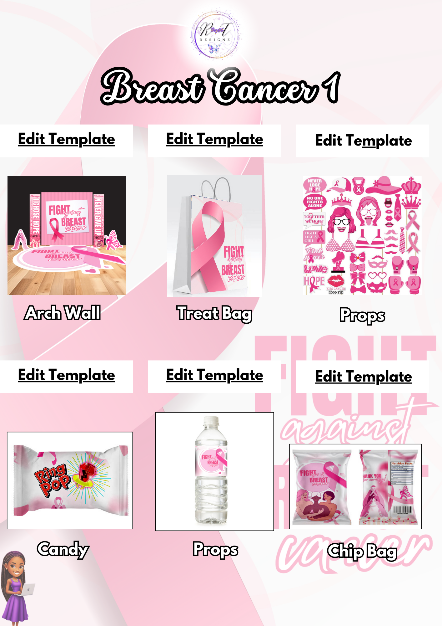 Holiday Planner Digital Bundle Templates - Breast Cancer