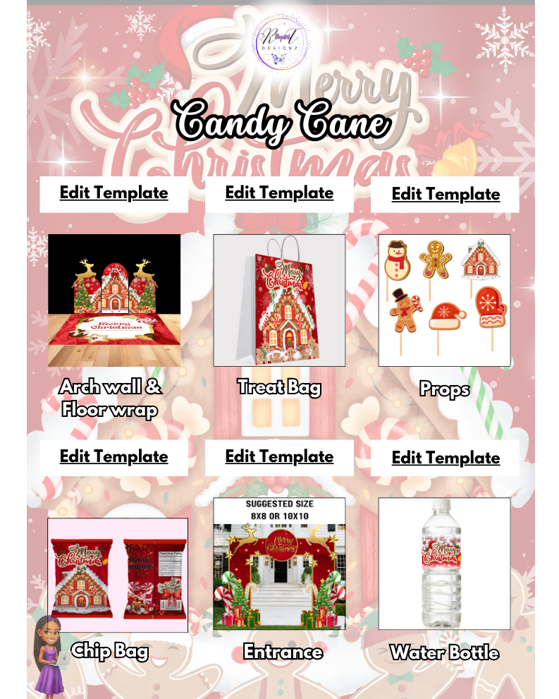 Holiday Planner Digital Templates - Candy Cane Christmas
