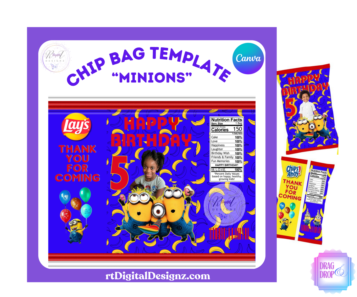 Chip Bag Template with Mock-Up (Minions)