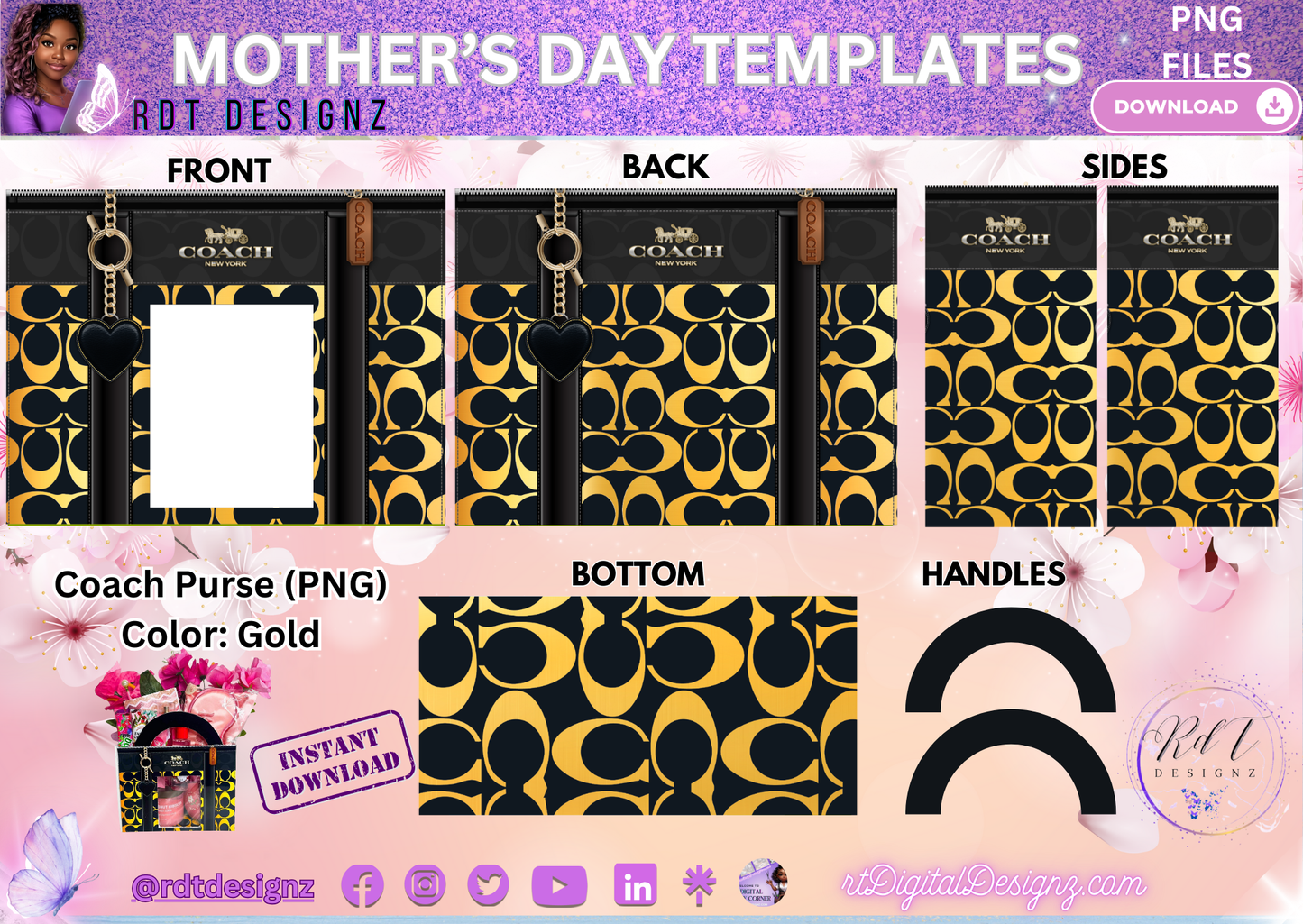 Mother's Day Coach Purse Design Template (GOLD)