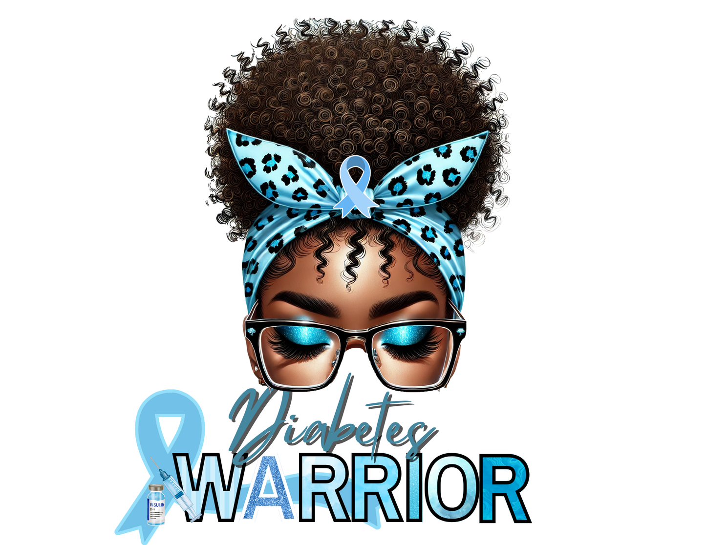 Warrior Graphic T-Shirt Design "Diabetes Awareness" (PNG ONLY)