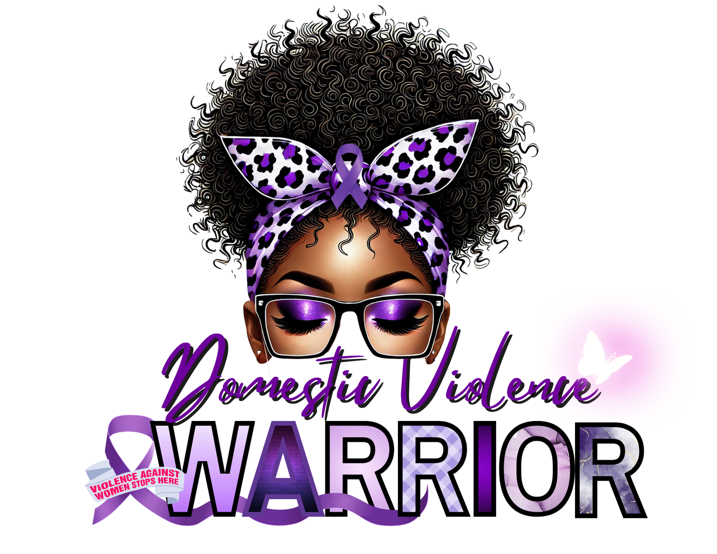 Warrior Graphic T-Shirt Design "Domestic Violence Awareness" (PNG ONLY)