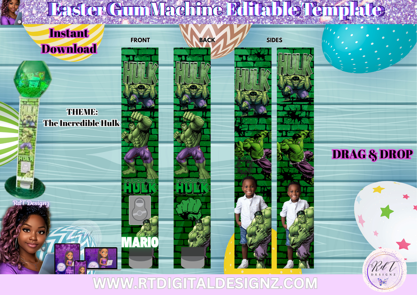 Easter Gum Machine Editable Template (Incredible Hulk)