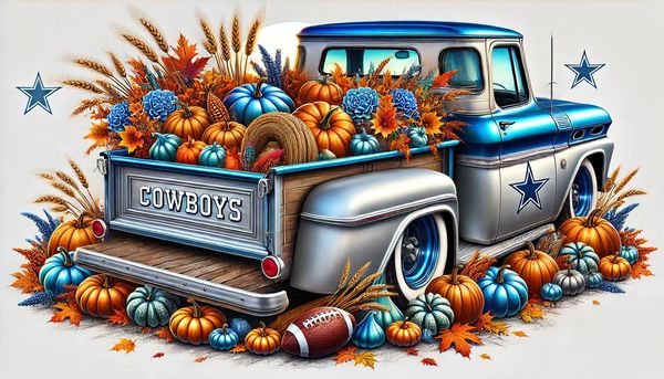 Football Images - Team Trucks with Fall Decor