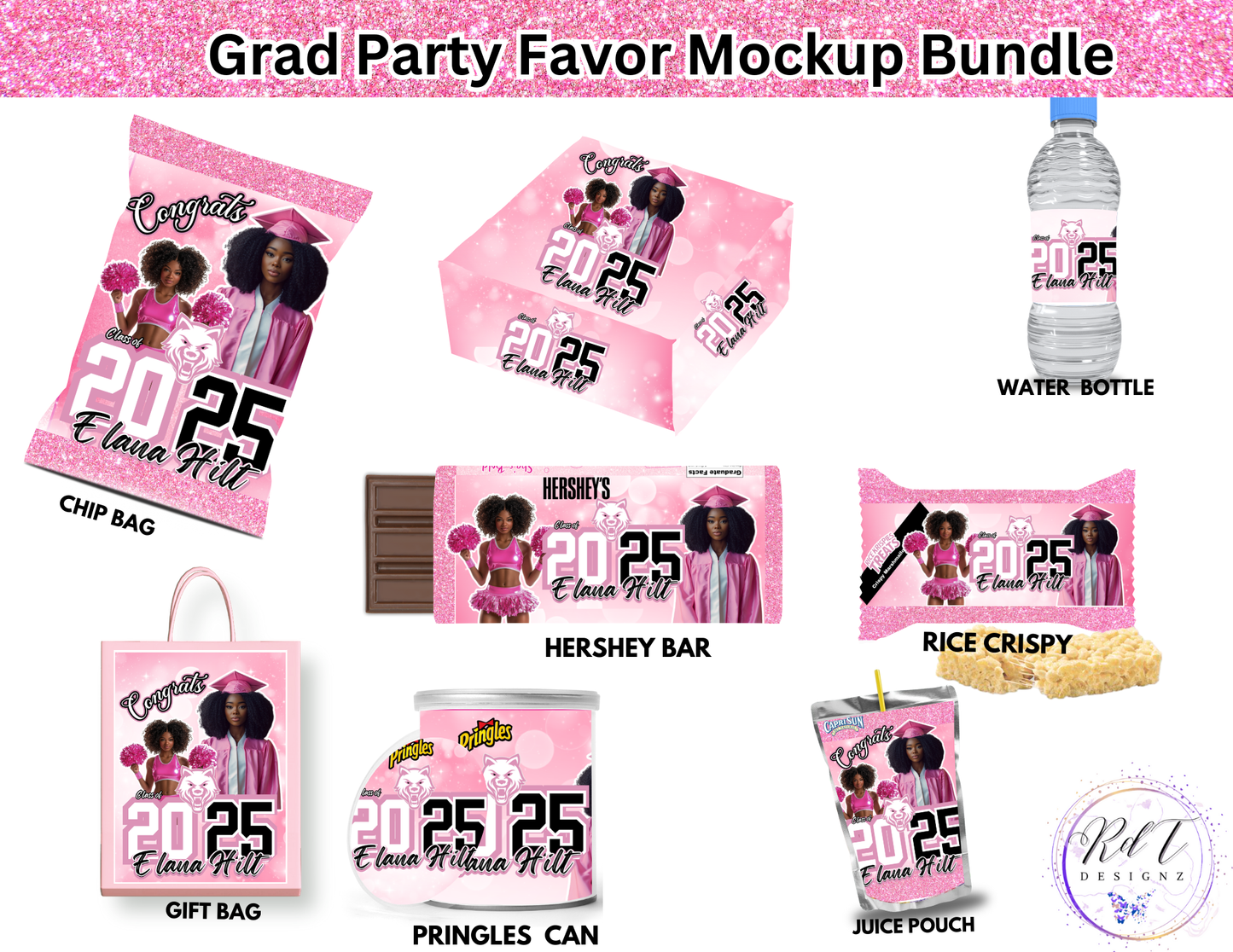 Grad Party Favor Mockup Bundle - PINK