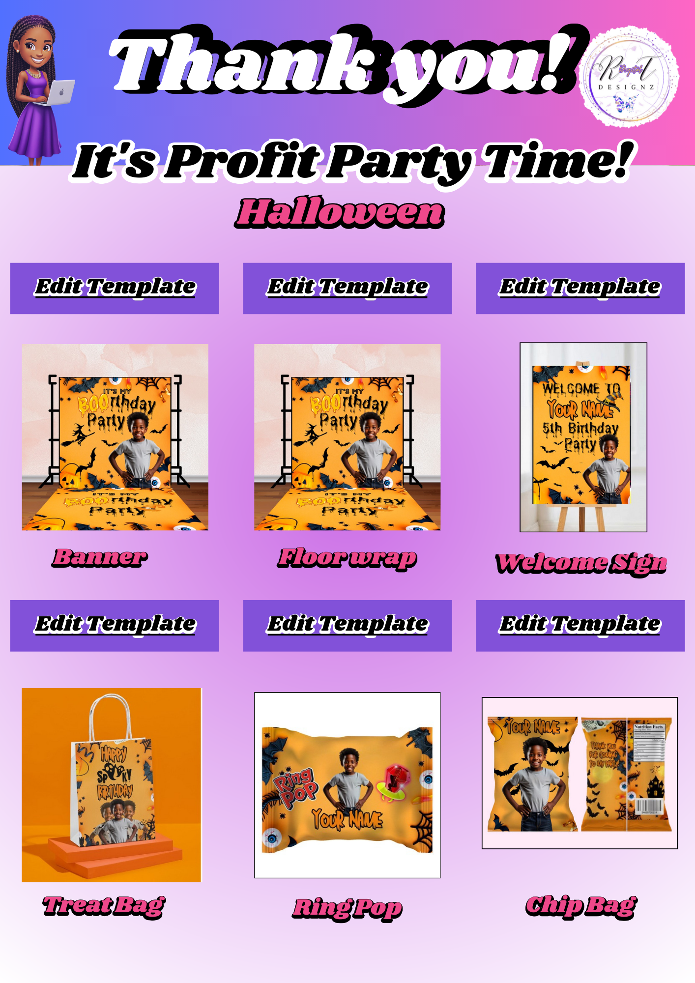 Kids Party Digital Templates - Halloween