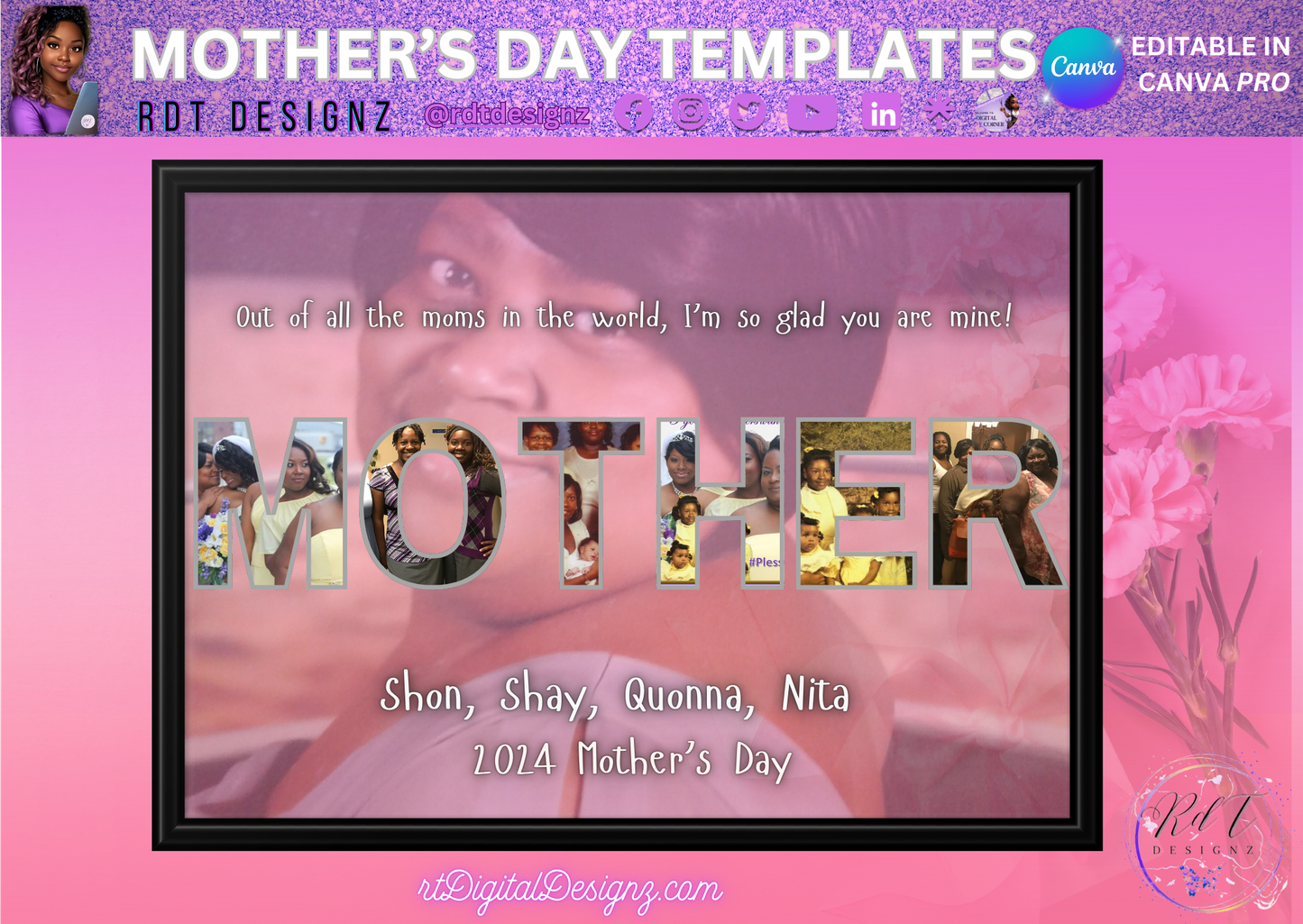 Mothers Day Editable Canva Frame Designs (ALL) - 10