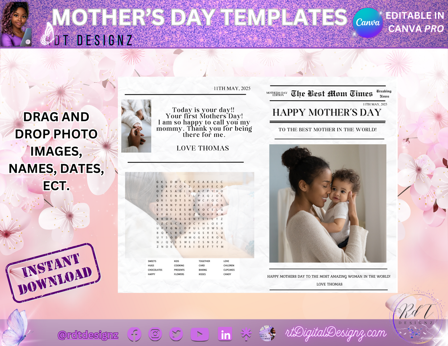 Mothers Day Newspaper Editable Design Template