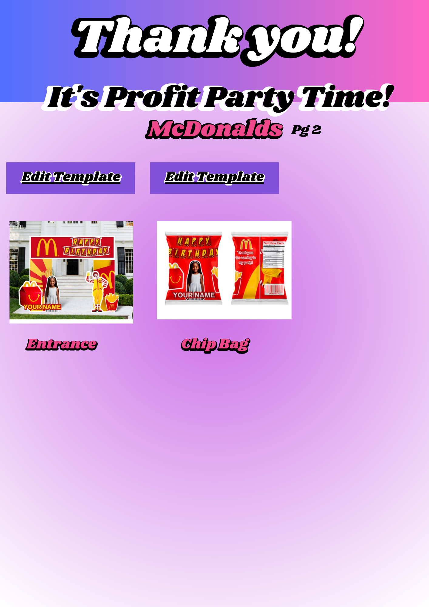Kids Party Digital Templates - McDonald's