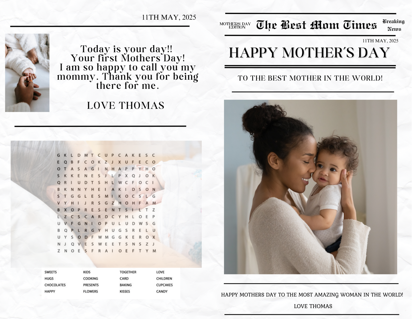 Mothers Day Newspaper Editable Design Template
