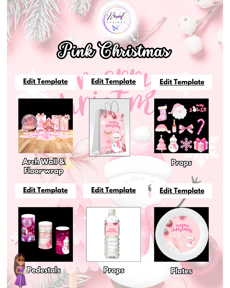 Holiday Planner Digital Templates - Pink Christmas