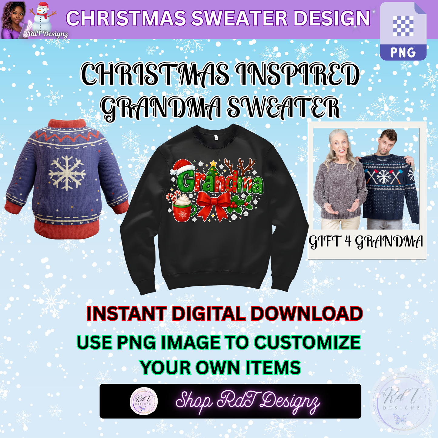 Christmas Grandma Design (PNG)