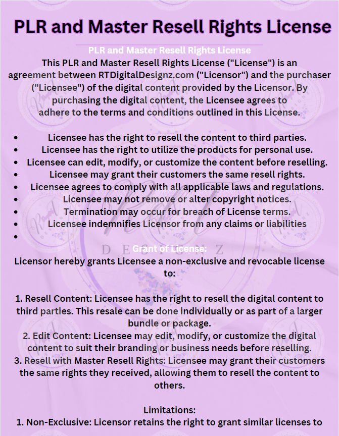 PLR & Master Resell Rights License