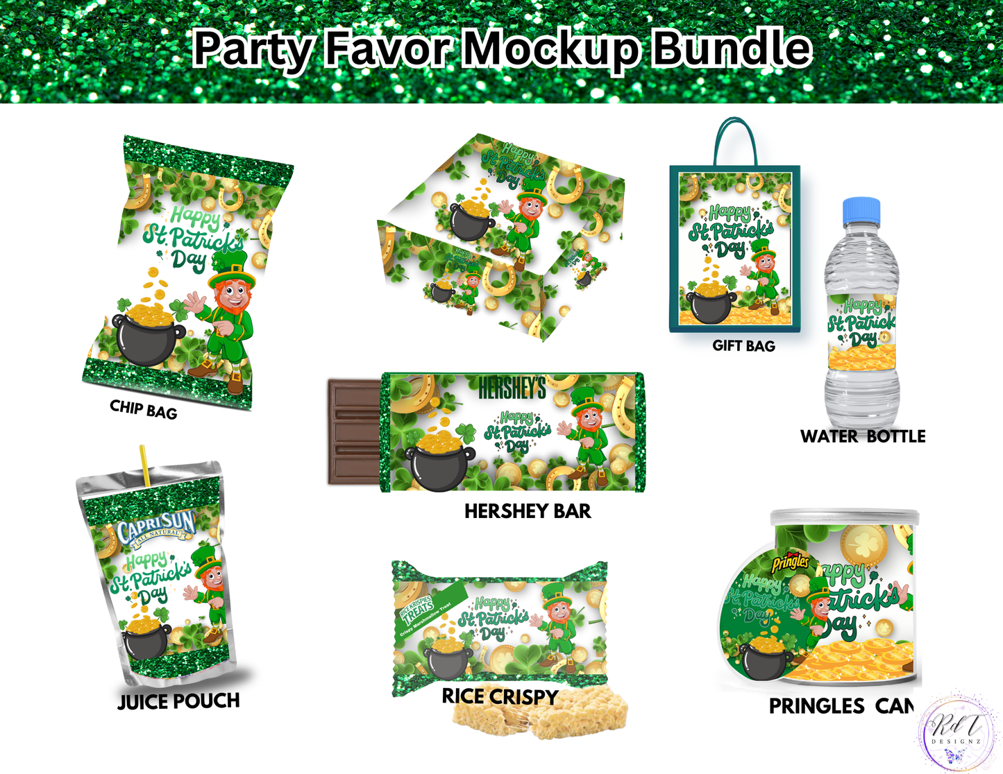 St Patrick's Day Party Favor Mockup Bundle
