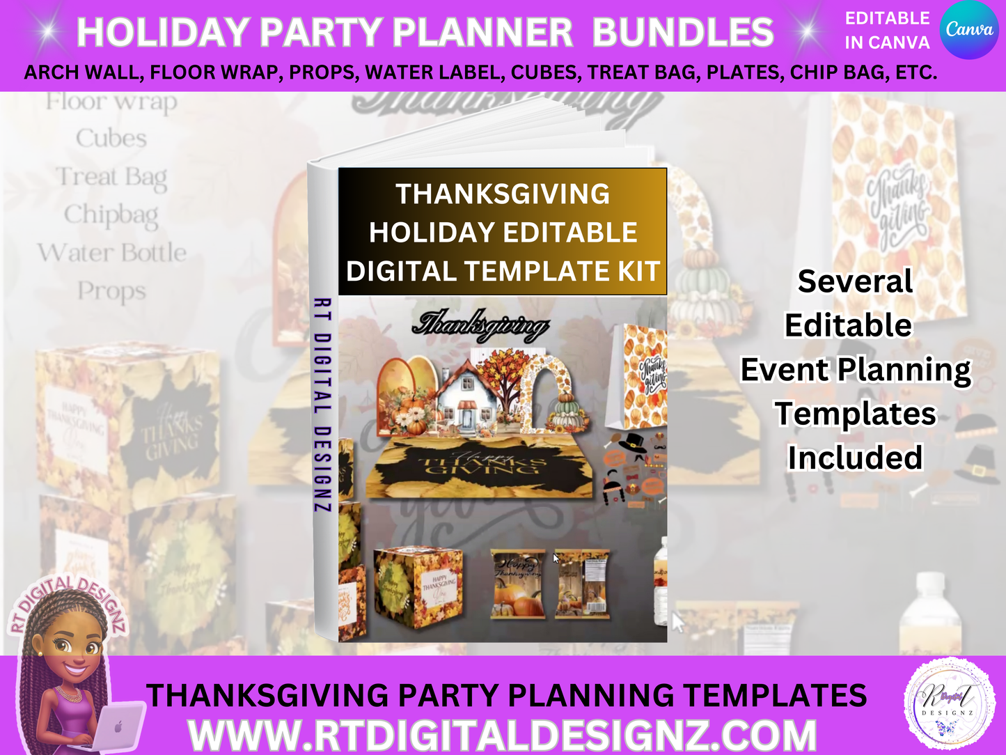 Holiday Planner Digital Templates - Cute Thanksgiving