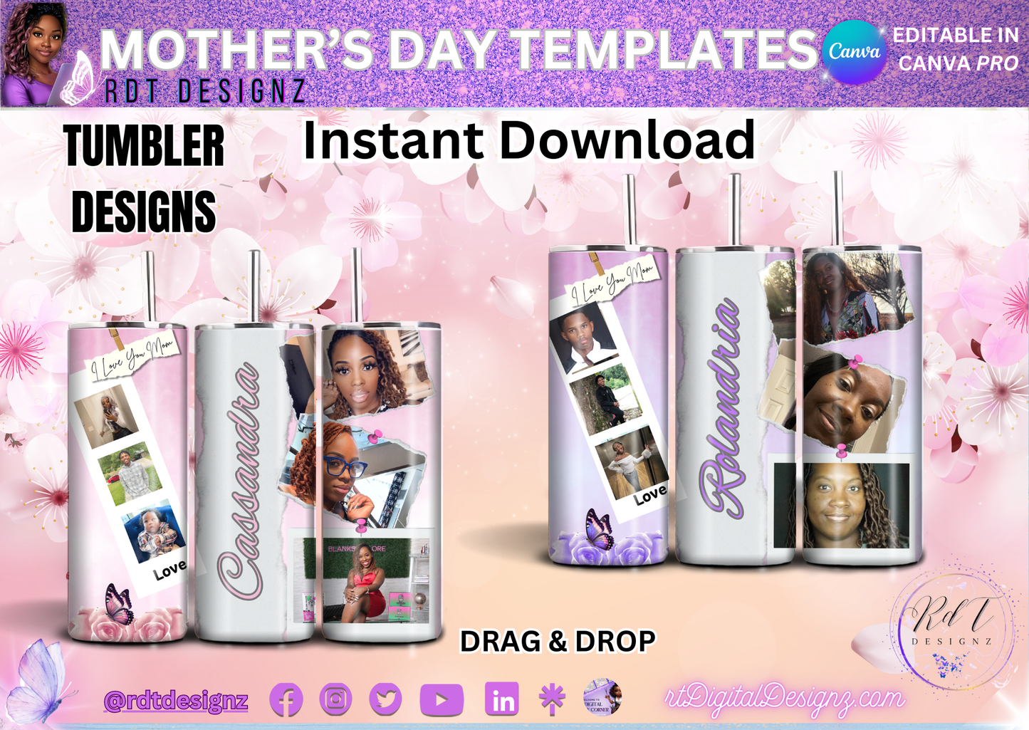 Mothers Day Tumbler Design Template