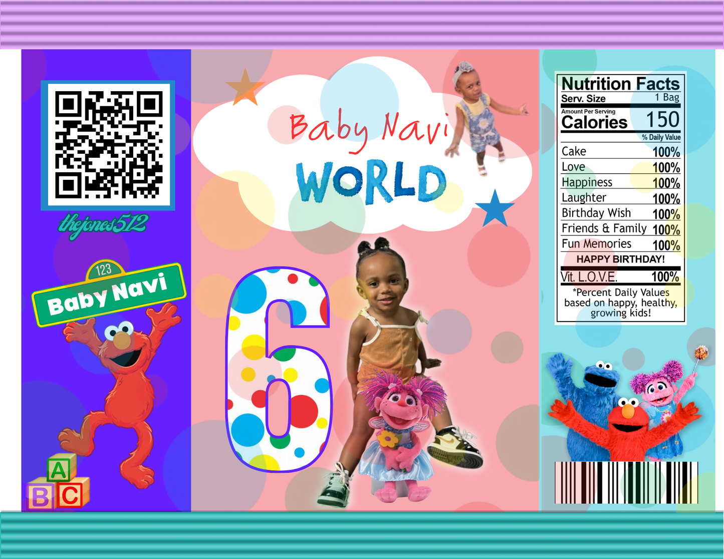 Chip Bag Template with Mock-Up (Sesame Street)