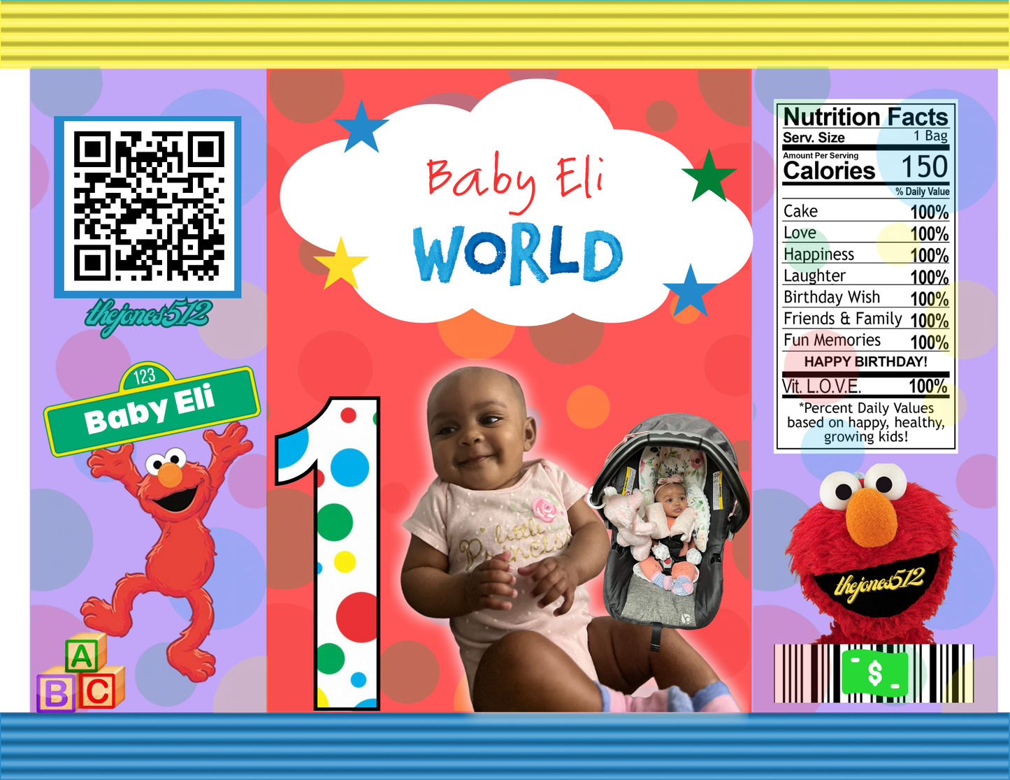 Chip Bag Template with Mock-Up (Sesame Street)