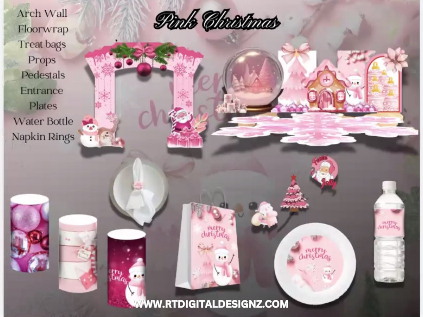 Holiday Planner Digital Templates - Pink Christmas