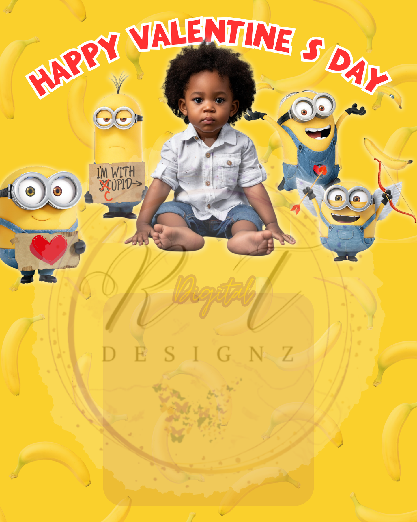 Valentines Day Jumbo Card Template (MINIONS)