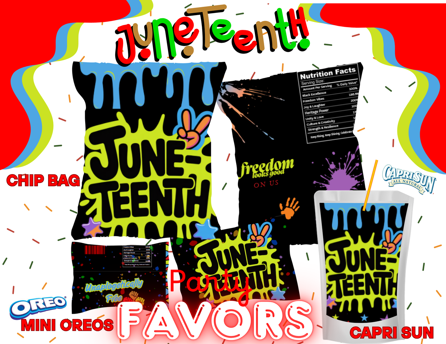 Party Favor Themed Templates -JUNETEENTH 2