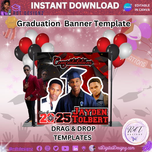GRADUATION Banner Editable Templates Bundle with Mockups (4)