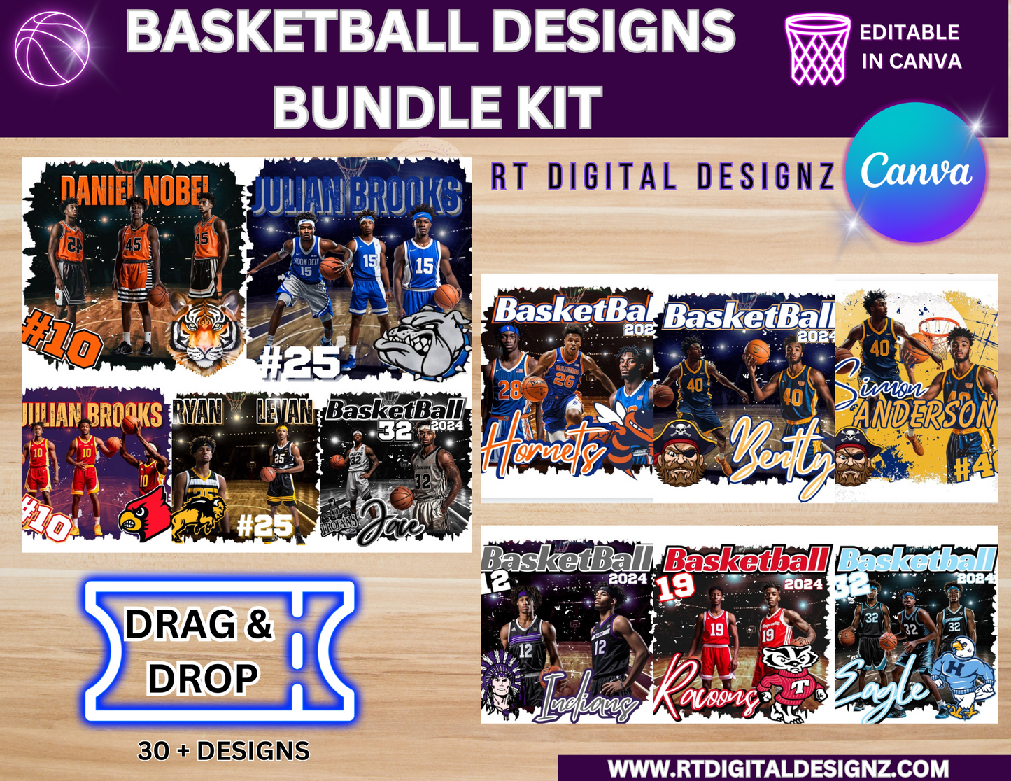 Editable Basketball Digital Designs Product Kit
