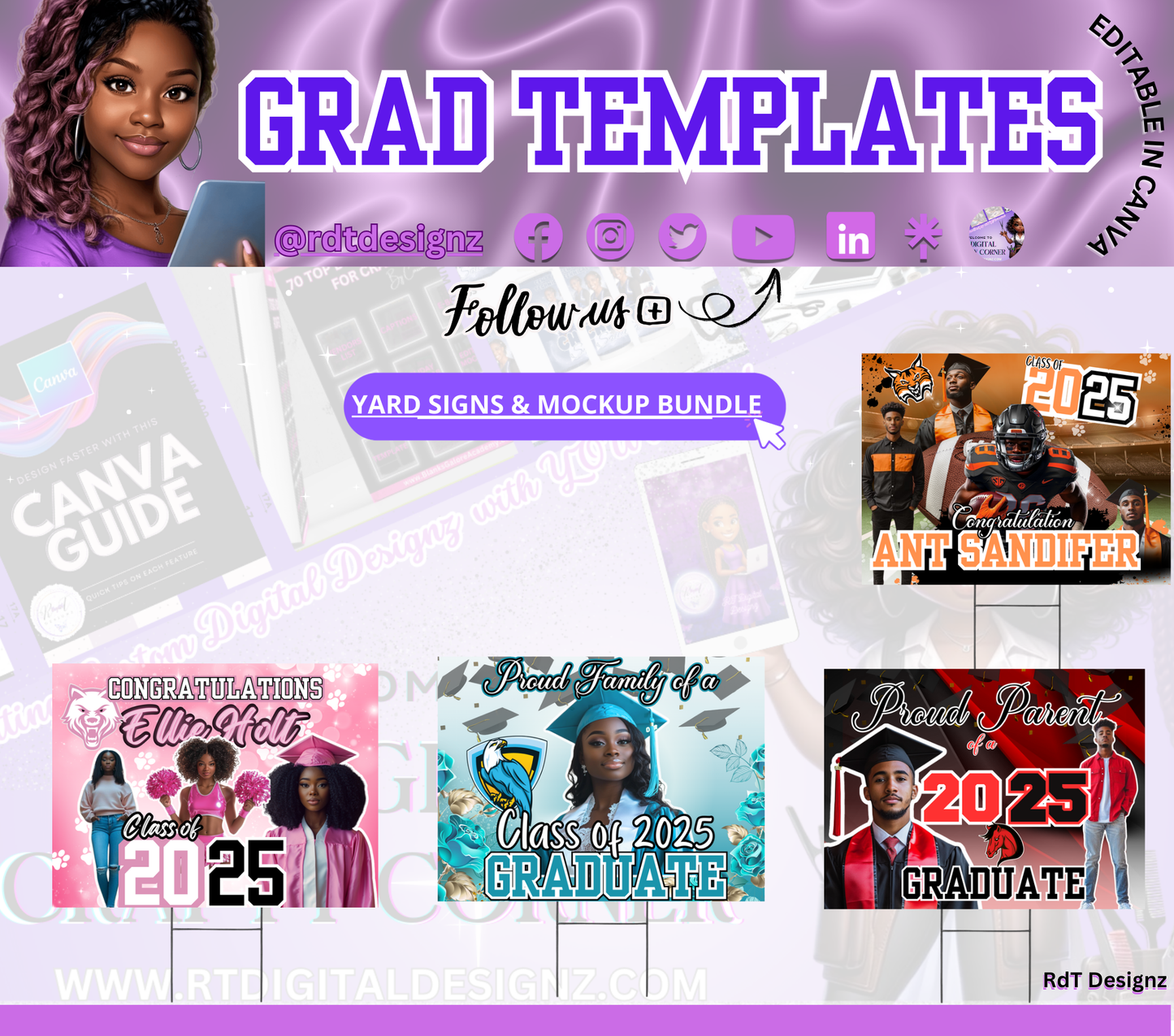 GRAD Yard Sign Template Bundle (4) – RT Digital Designz