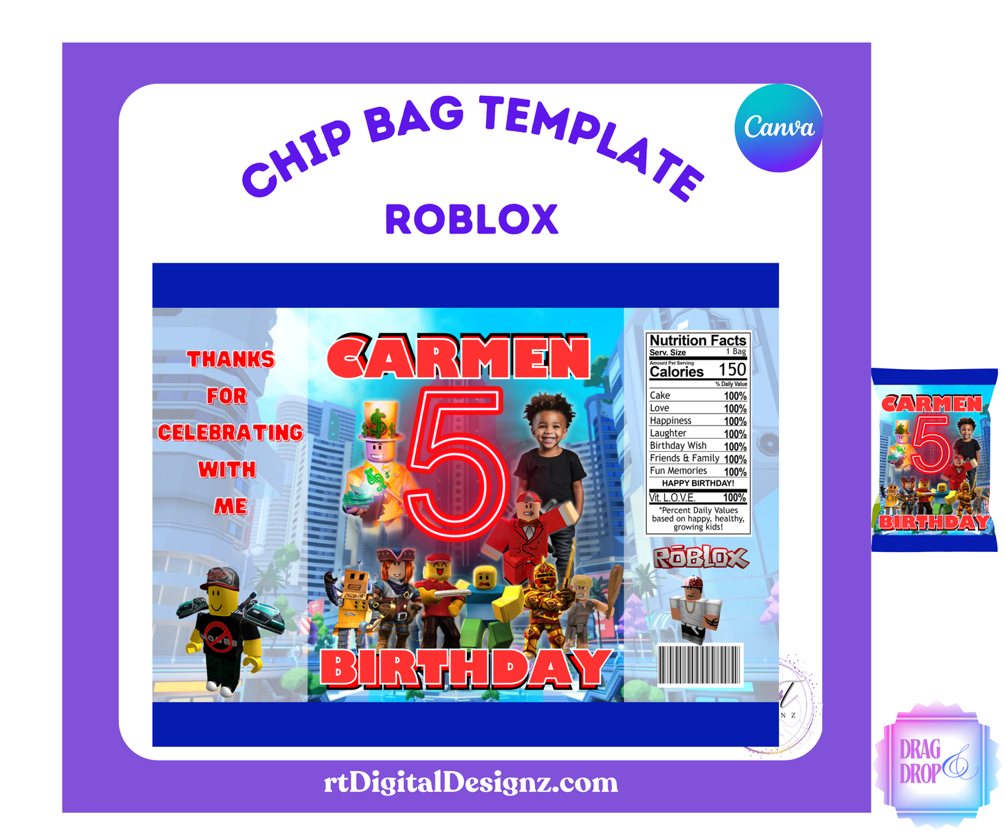 Chip Bag Template with Mock-Up (Roblox 2)