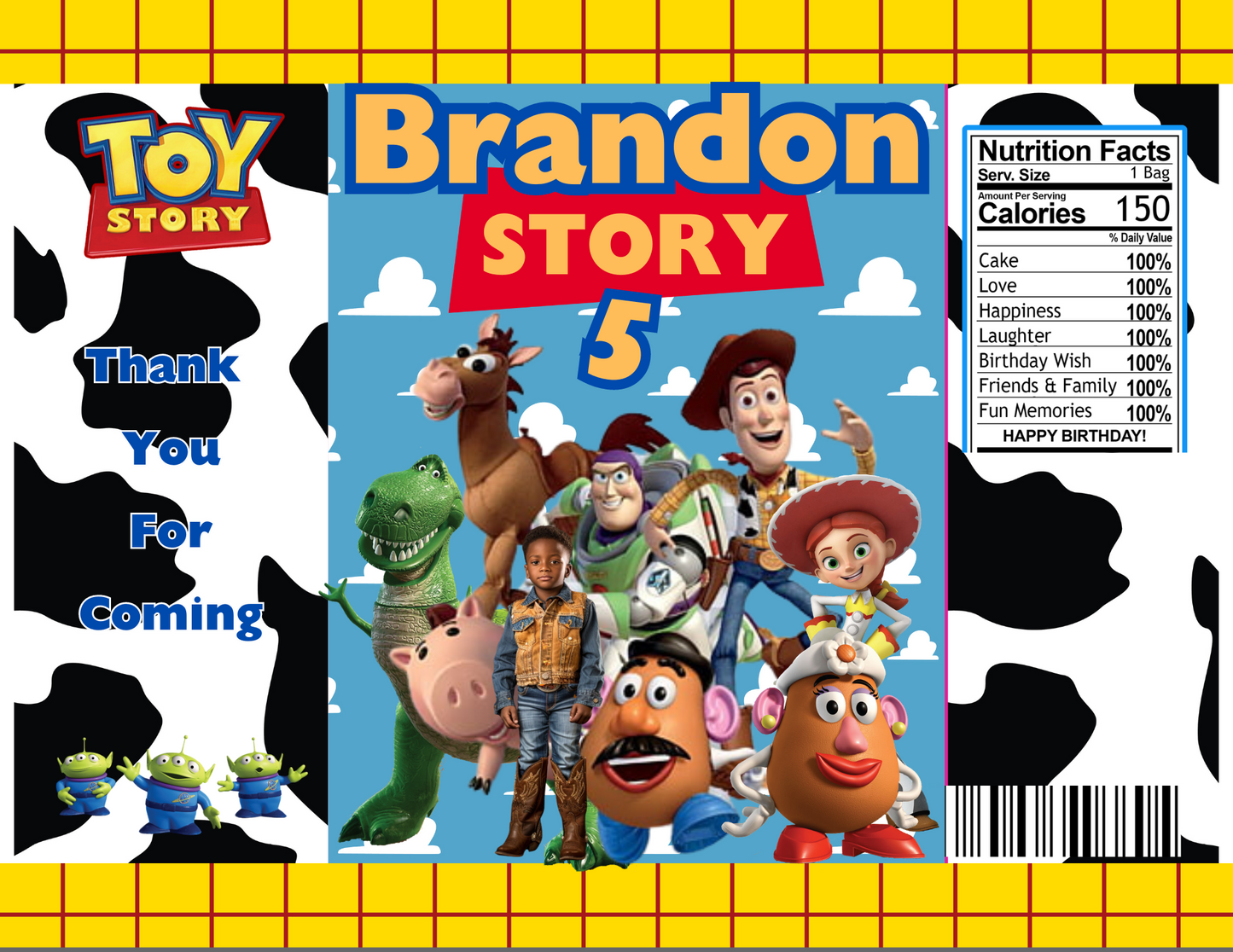 Chip Bag Template with Mock-Up (Toy Story)