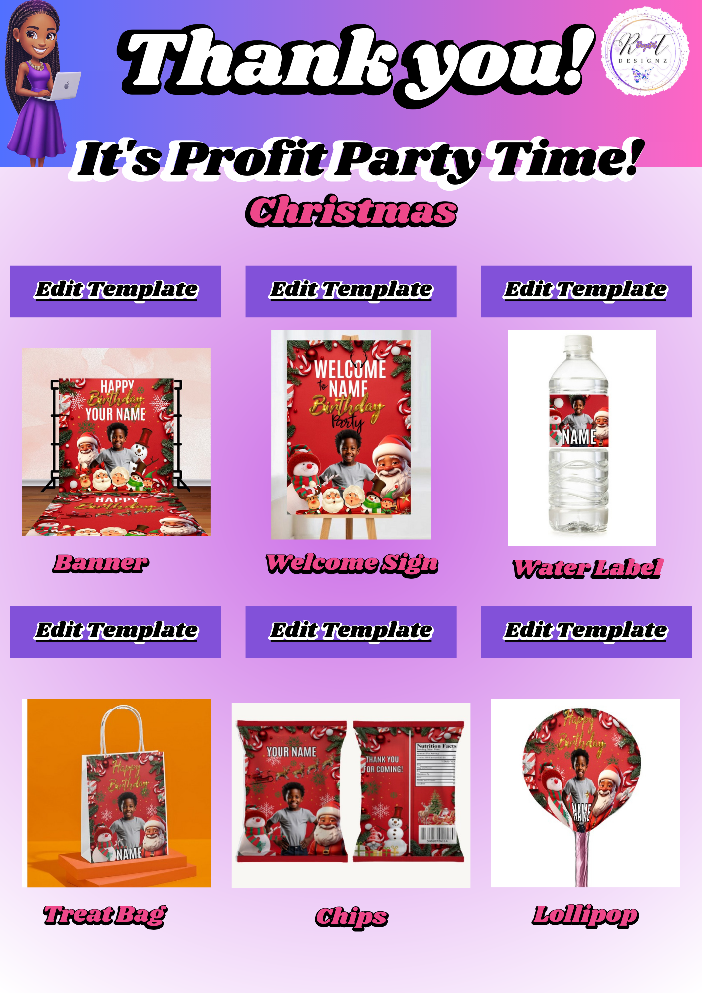 Kids Party Digital Templates - Christmas