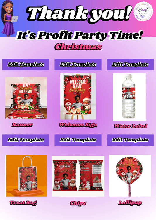 Kids Party Digital Templates - Christmas