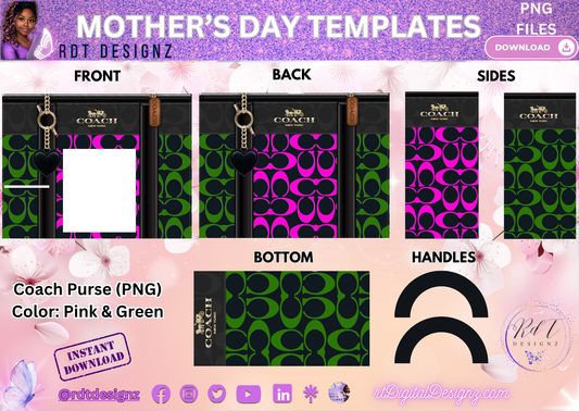 Mother's Day Coach Purse Design Template (PINK & GREEN)