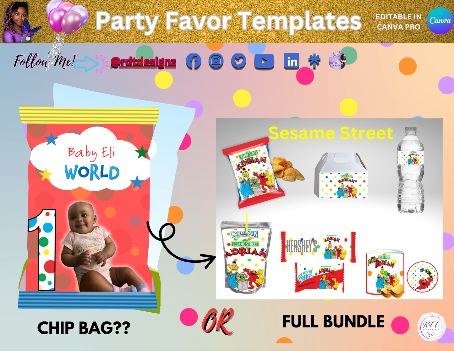 Party Favor Themed Templates - Sesame Street