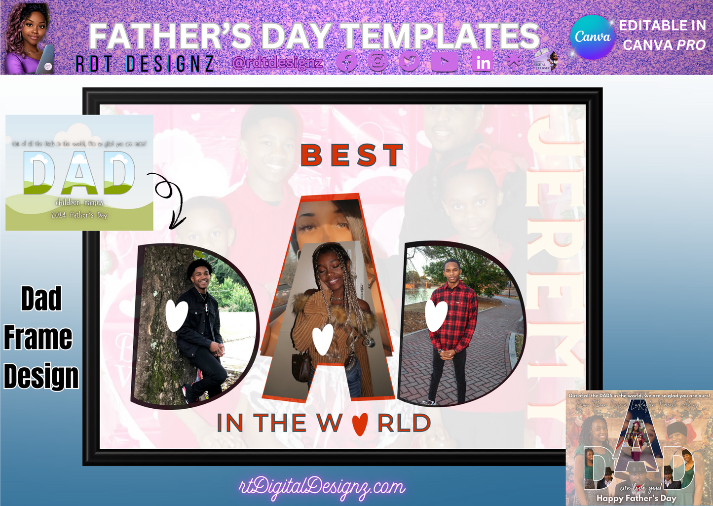 Free Editable Father's Day SINGLE Canva Design - (DAD)