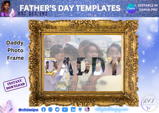 Fathers Day Editable Canva Frame Design Bundle (DAD-5)