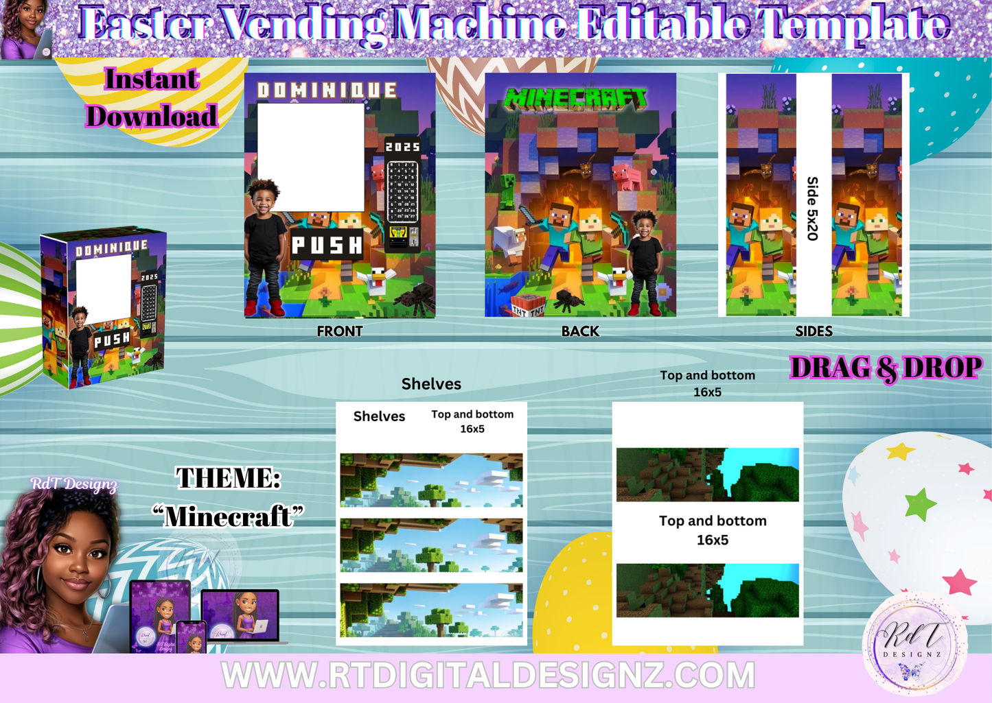 Easter Vending Machine Editable Template (Size 16 x 20) Mindcraft