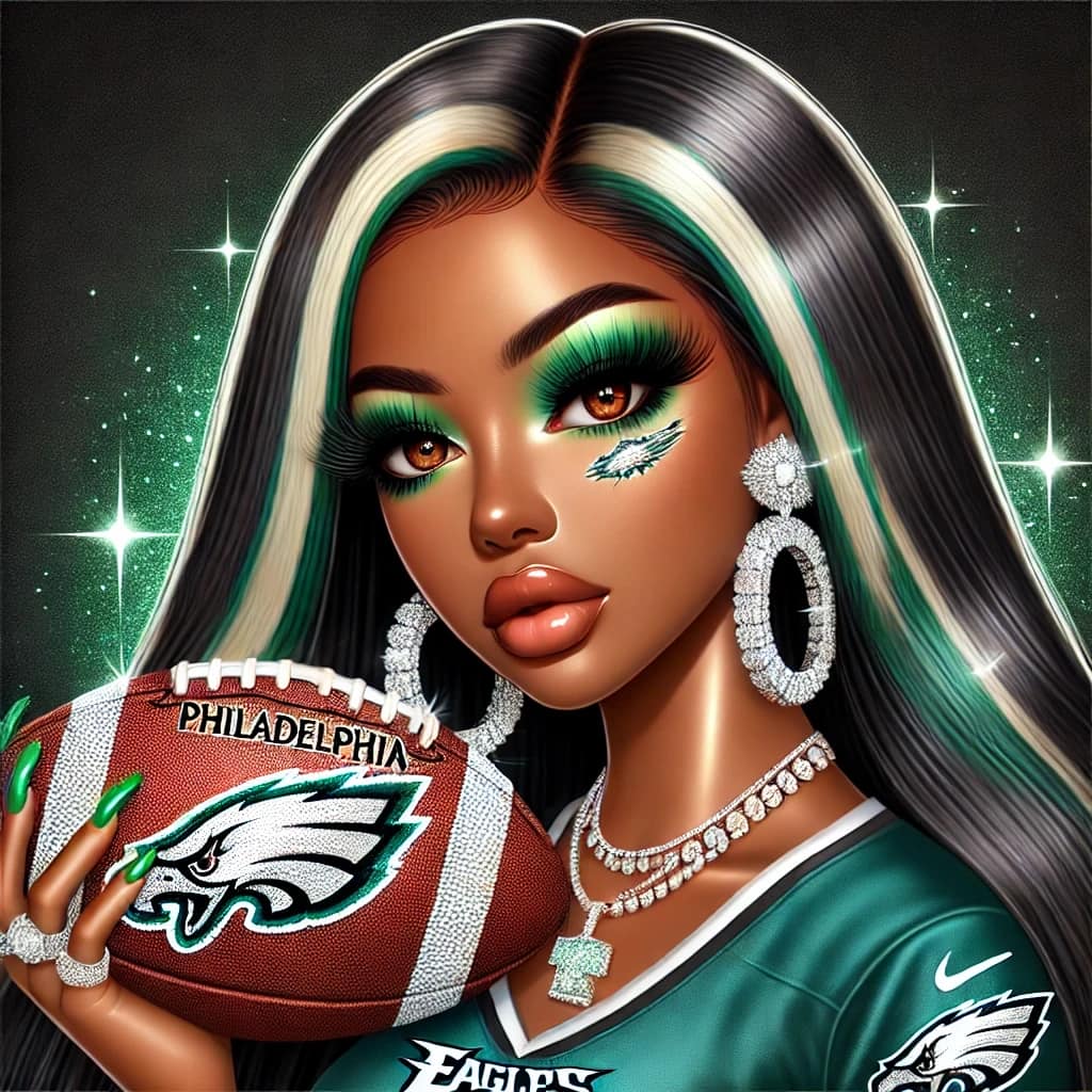 Football Images (AI Cartoon Ladies in Team Attire)