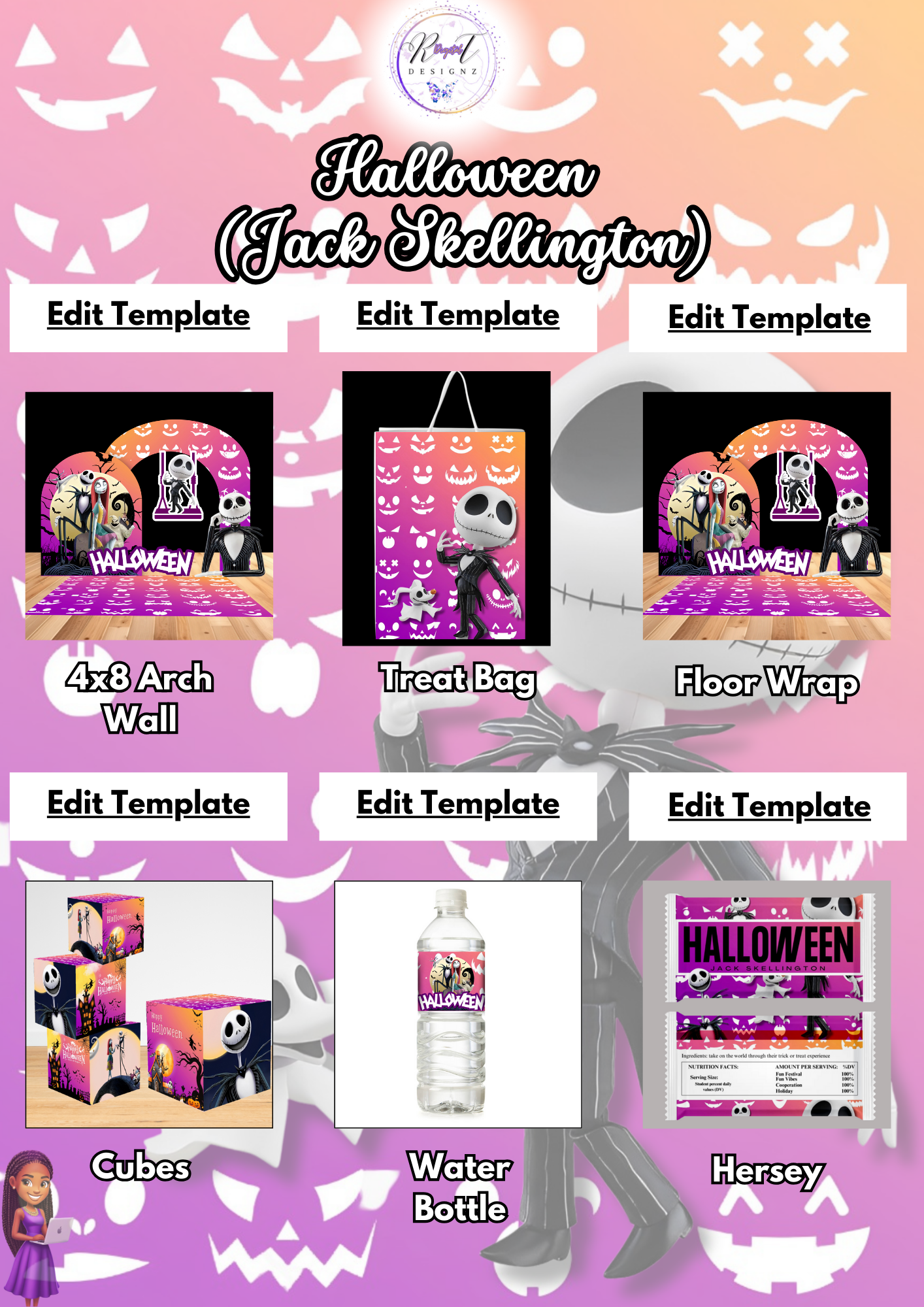 Holiday Planner Digital Templates - Jack Skellington Halloween