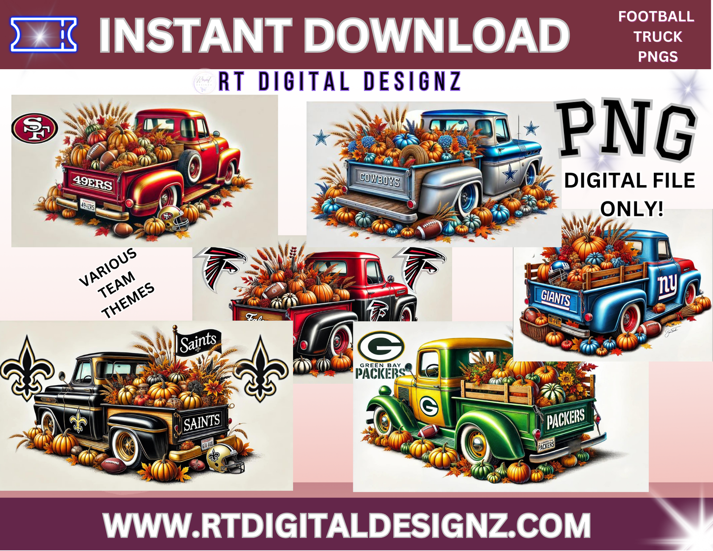 Football Images - Team Trucks with Fall Decor