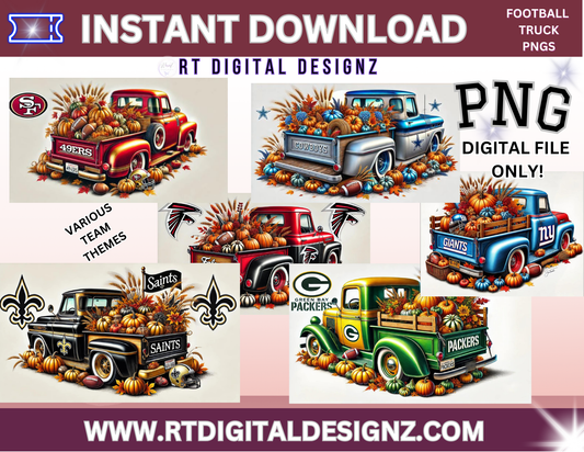 Football Images - Team Trucks with Fall Decor