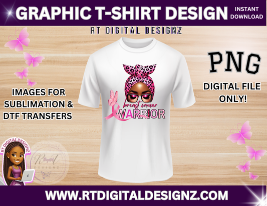 Warrior Graphic T-Shirt Design "Breast Cancer Awareness" (PNG ONLY)