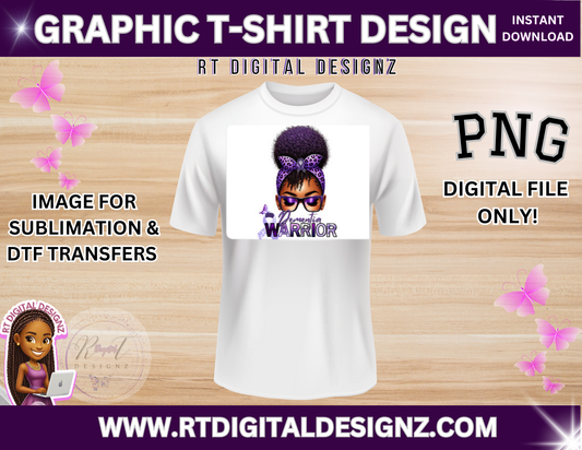 Warrior Graphic T-Shirt Design "Dementia Awareness" (PNG ONLY)