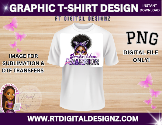 Warrior Graphic T-Shirt Design "Domestic Violence Awareness" (PNG ONLY)