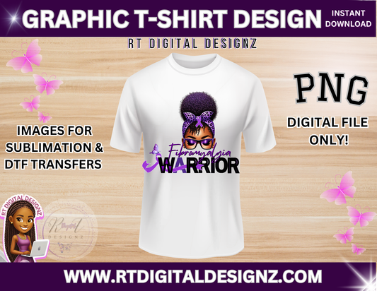 Warrior Graphic T-Shirt Design "Fibroid Awareness" (PNG ONLY)