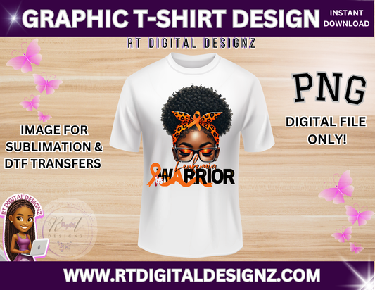 Warrior Graphic T-Shirt Design "Leukemia Awareness" (PNG ONLY)