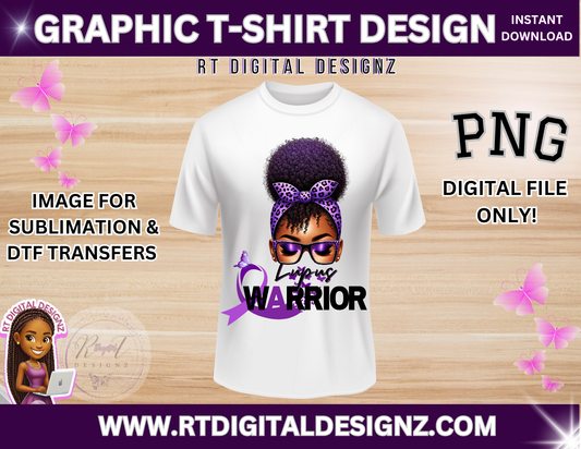 Warrior Graphic T-Shirt Design "Lupus Awareness" (PNG ONLY)